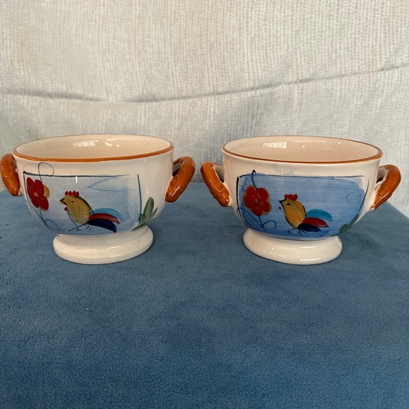 California Pantry, set of 2 ceramic Rooster Bowls - Picture 1 of 5